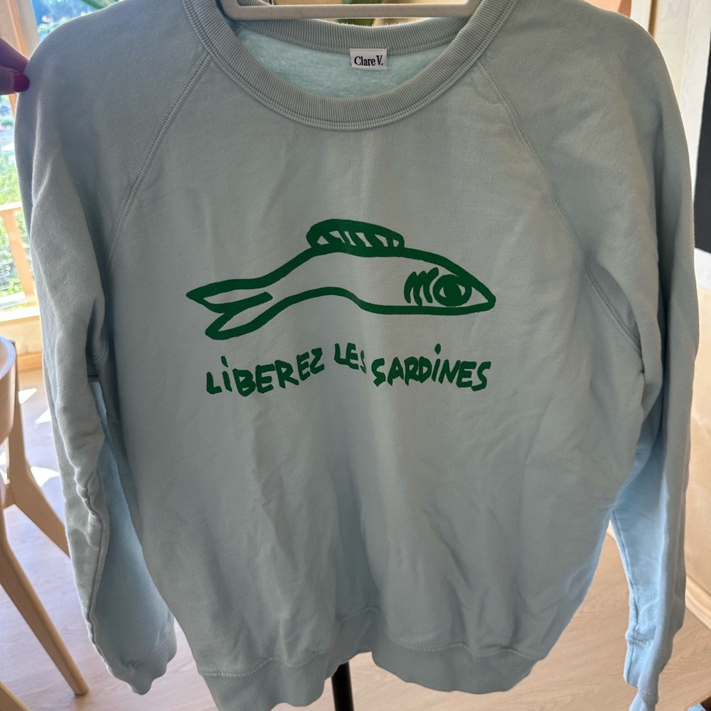 Clare V Light Blue Sardine Sweatshirt